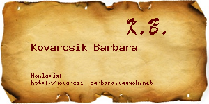 Kovarcsik Barbara névjegykártya